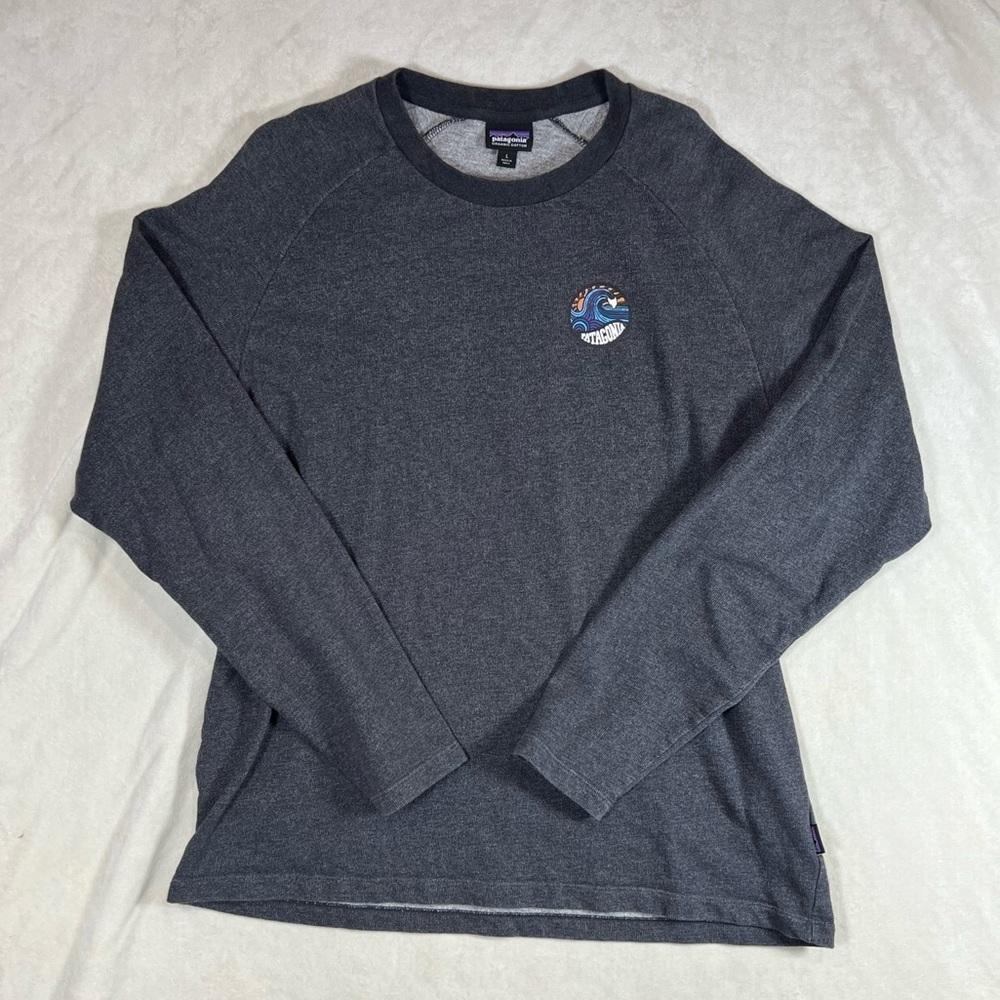 Patagonia Large Soft Cotton Crewneck Sweater Large Logo Cool Vibes EUC